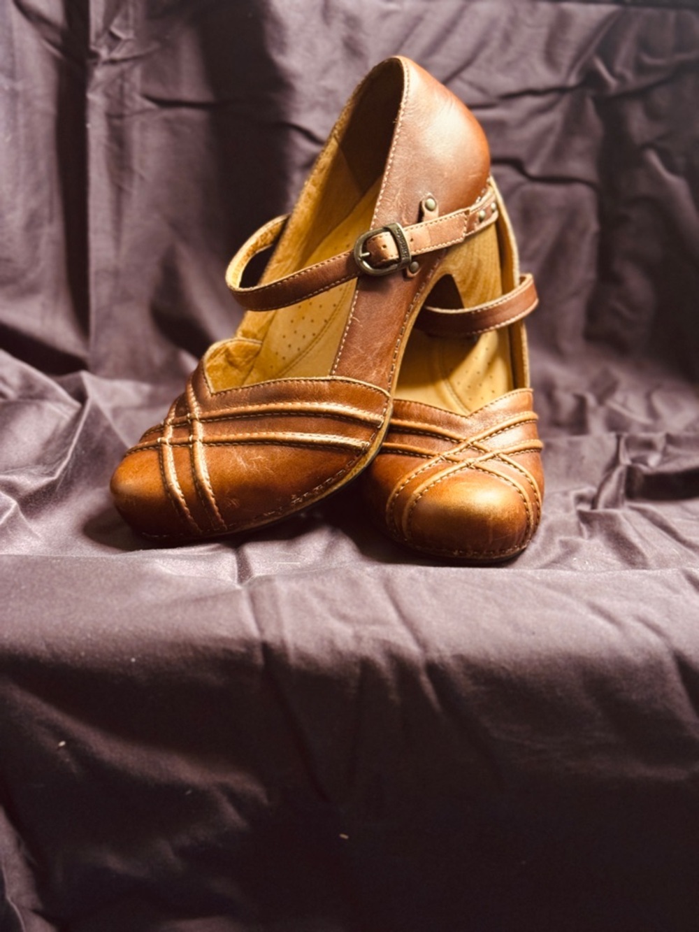 Dansko Mary Jane Brown Leather Comfort Work Heels Strap Shoes Size 42